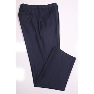 TM Lewin Navy Blue Wool Sharkskin Dress Pants Trousers Flat Front 30x32